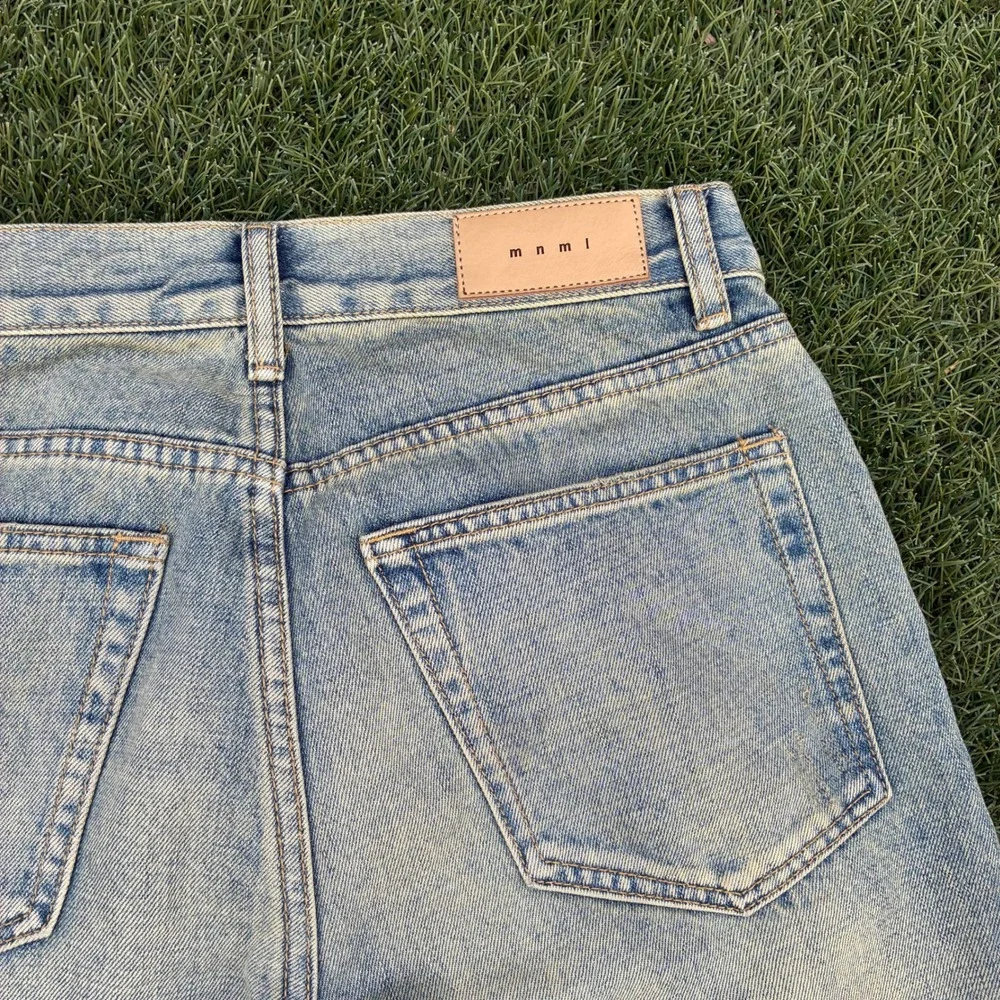 MNML Mens 30x31 Light Wash Straight Leg Denim Jeans Faded Acid Wash Streetwear